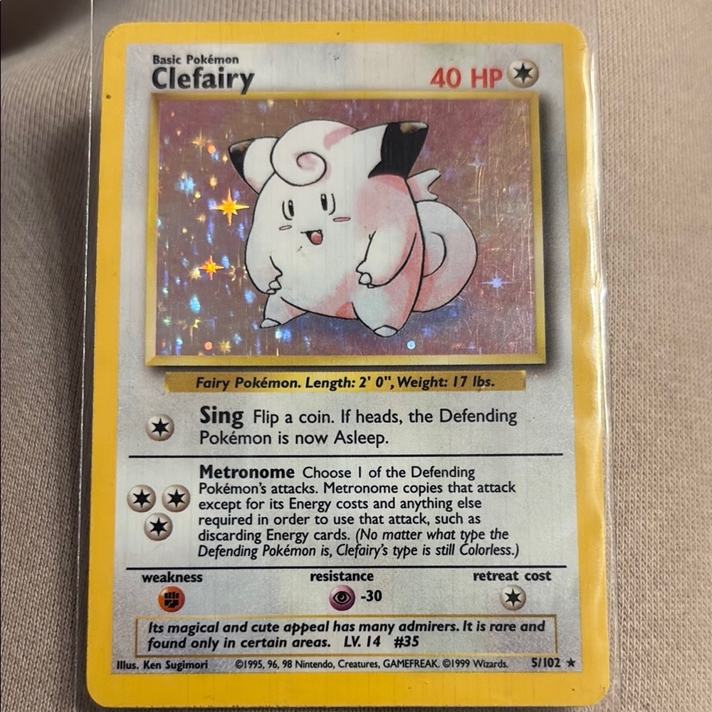 Clefairy Pokémon Card with Holographic Design 5/102 MINT condition.